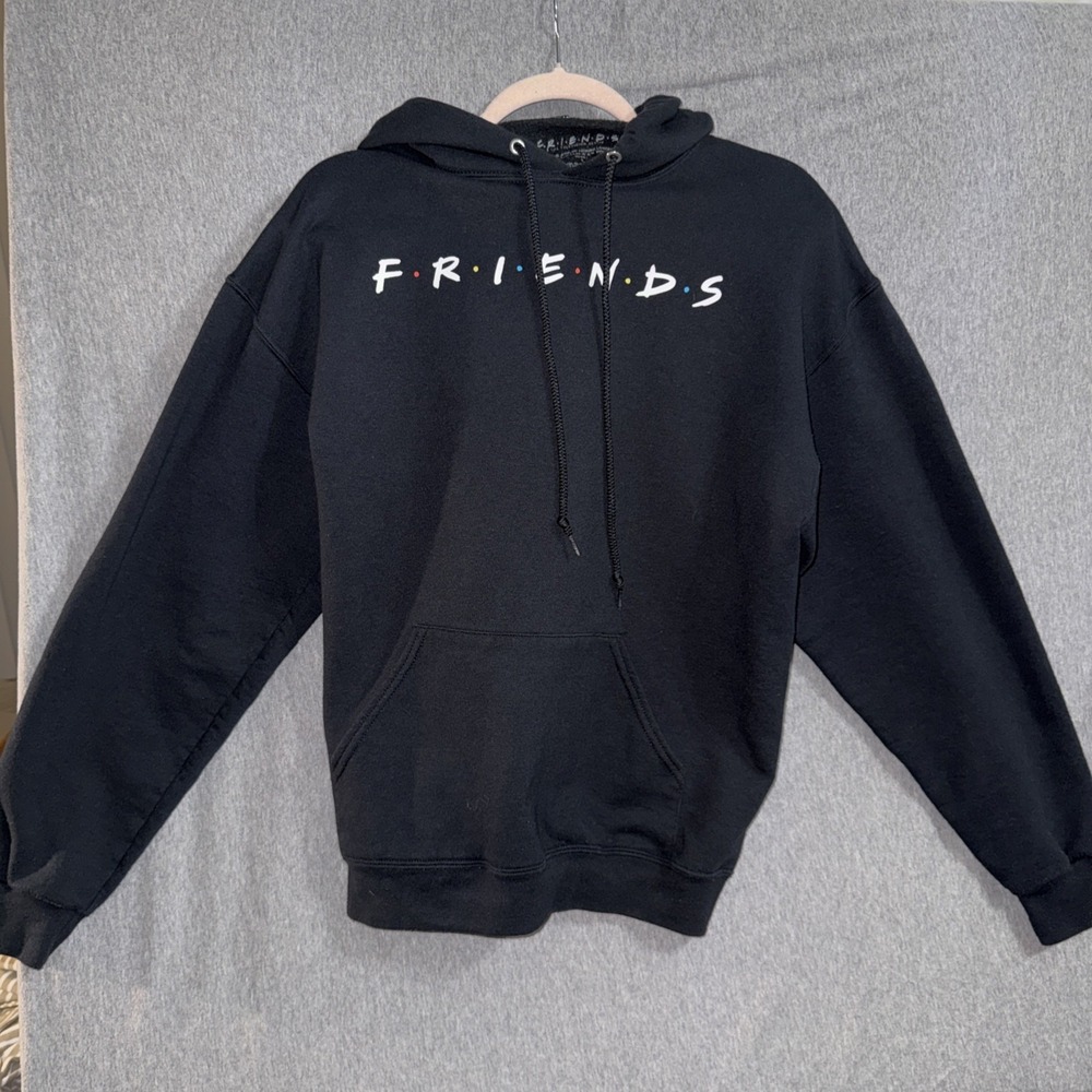 Unisex Friends Hoodie Black Large Logo Chest TV Show Fan Merch